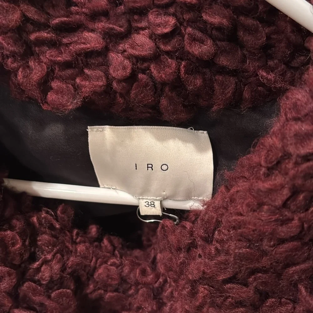 NWOT IRO Cathy woman's maroon fuzzy jacket